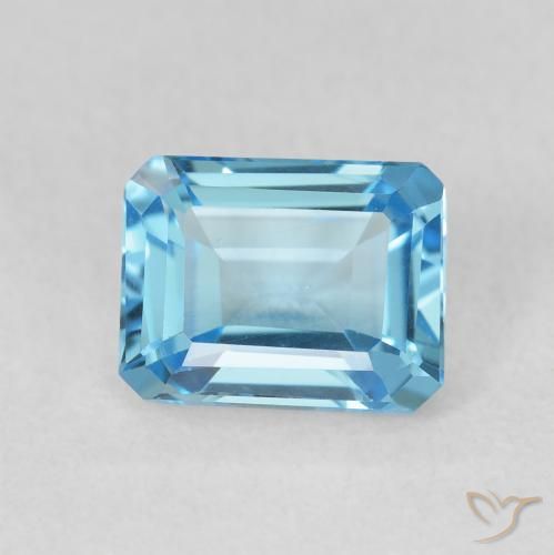 2.00ct Natural Azul Suizo Topacio, corte esmeralda, VVS