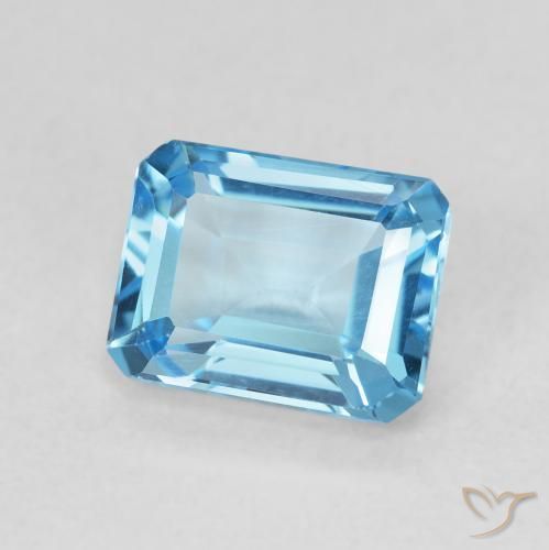 Topacio Azul Suizo natural de 2.00 ct, Corte Octágono / Esmeralda, VVS