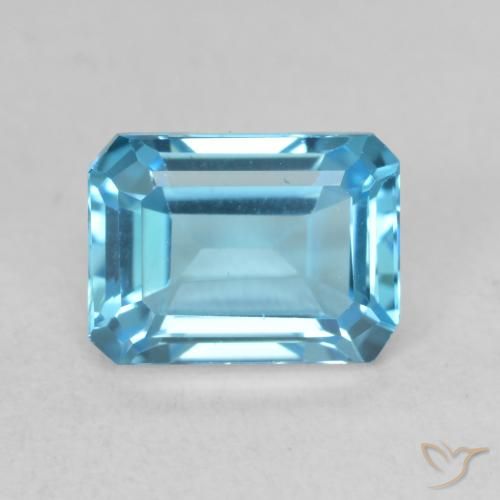 2.18ct Natural Azul Suizo Topacio, corte esmeralda, VVS