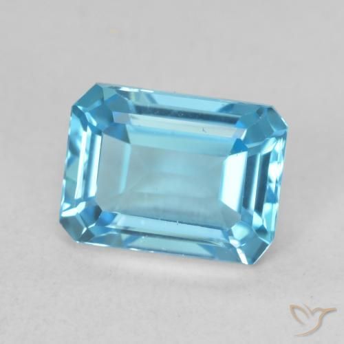 Topacio Azul Suizo natural de 2.18 ct, Corte Octágono / Esmeralda, VVS