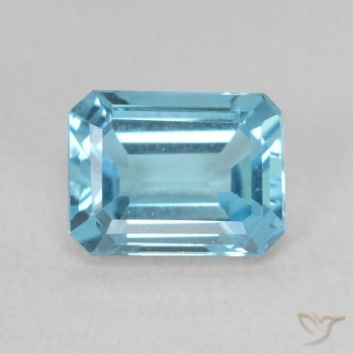 1.96ct Natural Azul Suizo Topacio, corte esmeralda, VVS