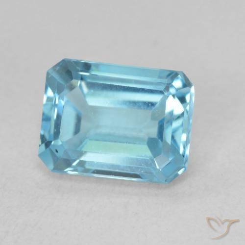Topacio Azul Suizo natural de 1.96 ct, Corte Octágono / Esmeralda, VVS