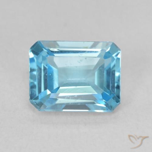 1.89ct Natural Azul Suizo Topacio, corte esmeralda, VVS