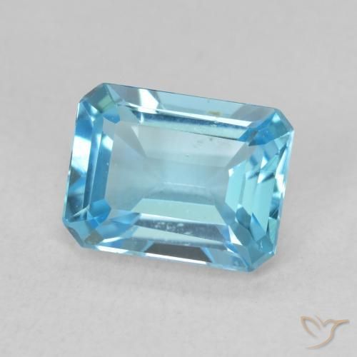 Topacio Azul Suizo natural de 1.89 ct, Corte Octágono / Esmeralda, VVS