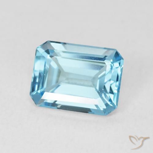 Topacio Azul Suizo natural de 1.76 ct, Corte Octágono / Esmeralda, VVS