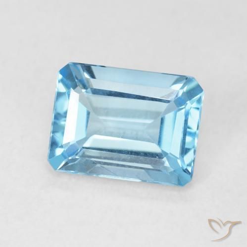 Topacio Azul Suizo natural de 1.79 ct, Corte Octágono / Esmeralda, VVS