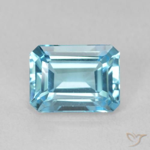 1.80ct Natural Celeste Topacio, corte esmeralda, VVS