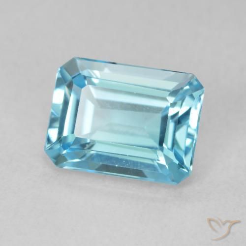 Topacio Celeste natural de 1.80 ct, Corte Octágono / Esmeralda, VVS