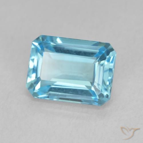 Topacio Azul Suizo natural de 1.85 ct, Corte Octágono / Esmeralda, VVS