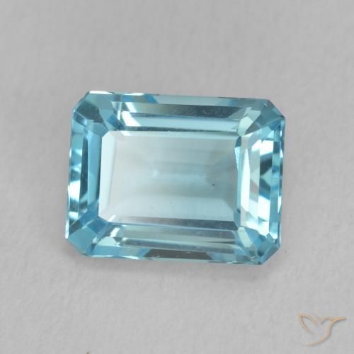 Topacio Azul Suizo natural de 1.92 ct, Corte Octágono / Esmeralda, VVS
