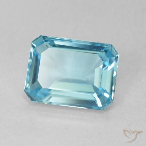 Topacio Celeste natural de 1.87 ct, Corte Octágono / Esmeralda, VVS
