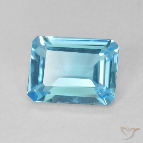 Topacio Azul Suizo natural de 1.65 ct, Corte Octágono / Esmeralda, VVS