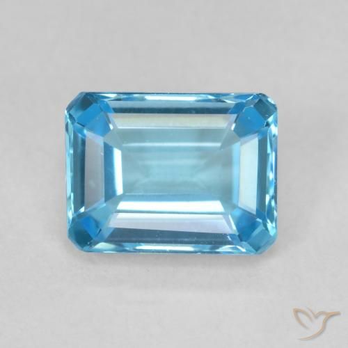 2.00ct Natural Azul Suizo Topacio, corte esmeralda, VVS