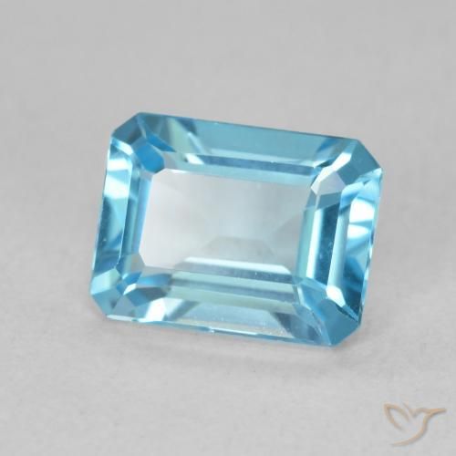 Topacio Azul Suizo natural de 1.92 ct, Corte Octágono / Esmeralda, VVS