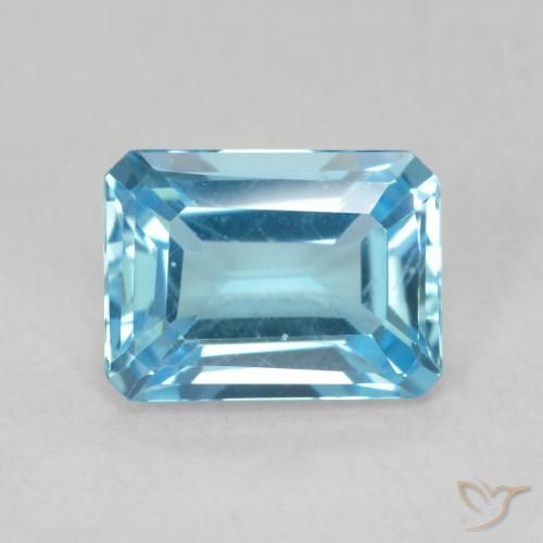 2.00ct Natural Azul Suizo Topacio, corte esmeralda, VVS