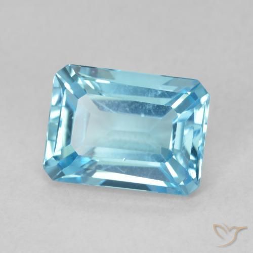 Topacio Azul Suizo natural de 2.00 ct, Corte Octágono / Esmeralda, VVS