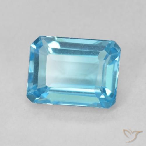 Topacio Azul Suizo natural de 2.03 ct, Corte Octágono / Esmeralda, VVS