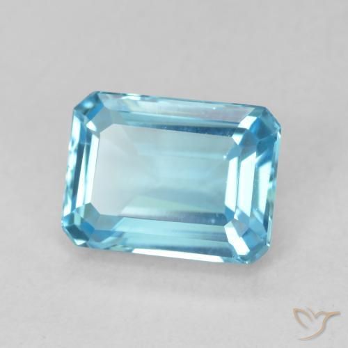 Topacio Azul Suizo natural de 1.96 ct, Corte Octágono / Esmeralda, VVS