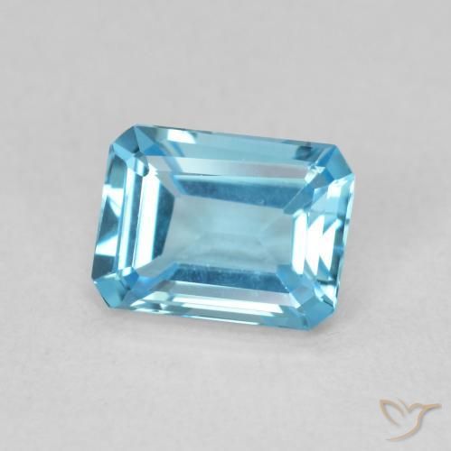 Topacio Azul Suizo natural de 1.81 ct, Corte Octágono / Esmeralda, VVS