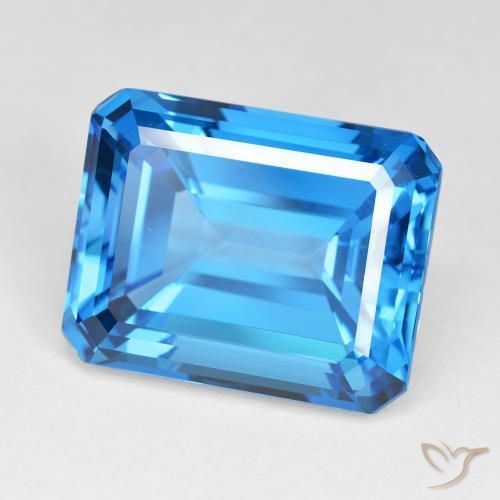 Topacio Azul suizo intenso natural de 60.43 ct, Corte Octágono / Esmeralda, IF