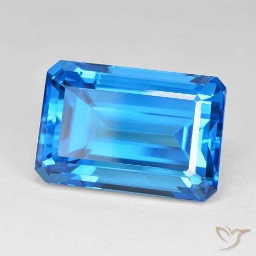 Topacio Azul Suizo natural de 61.60 ct, Corte Octágono / Esmeralda, IF