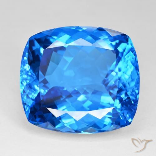 121.81ct Natural Azul Suizo Topacio, Forma Cojín, IF