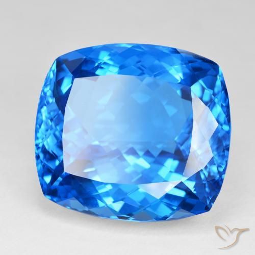 Topacio Azul Suizo natural de 121.81 ct, Forma Cojín, IF