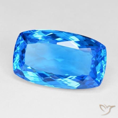Topacio Azul suizo intenso natural de 49.70 ct, Forma Cojín, IF