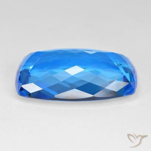 Topacio Azul suizo intenso natural de 49.70 ct, Forma Cojín, IF