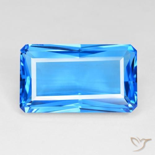 51.23ct Natural Azul suizo intenso Topacio, corte esmeralda, IF