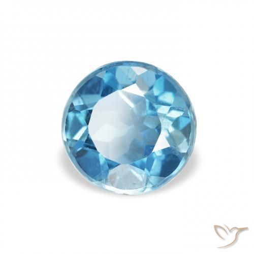 Topacio Azul Londres natural de 0.88 ct, Redondo, VS
