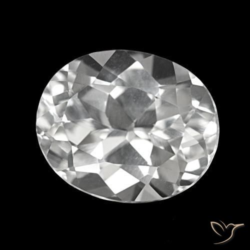 Topacio blanco claro natural de 6,08 ct, corte óvalo, VVS