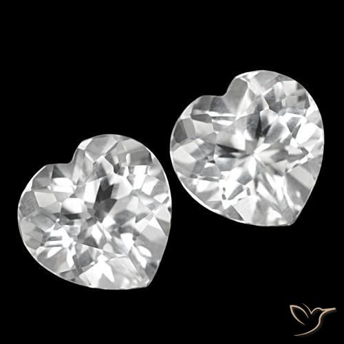 Gemas de Topacio Blanco natural de 8.27 ct, Forma de corazón, VVS-VS