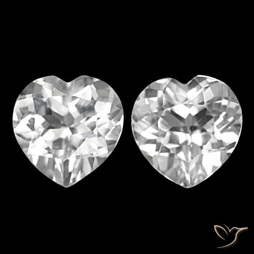 Gemas de Topacio Blanco natural de 8.21 ct, Forma de corazón, VVS-VS