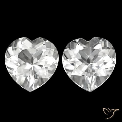 Gemas de Topacio Blanco natural de 8.21 ct, Forma de corazón, VVS-VS