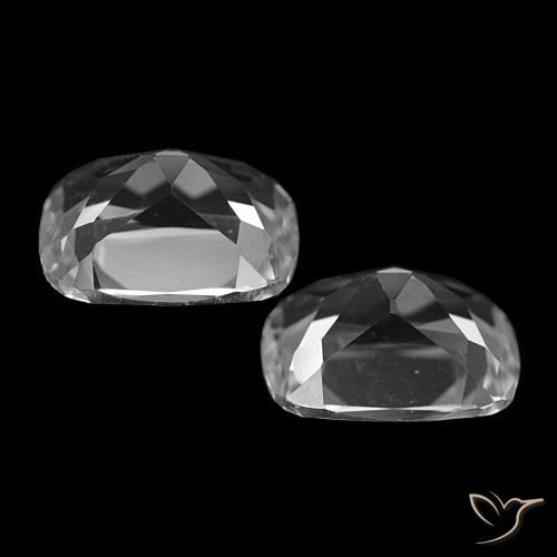 Gemas de topacio blanco claro natural de 11,92 ct, corte cojín, VVS-VS