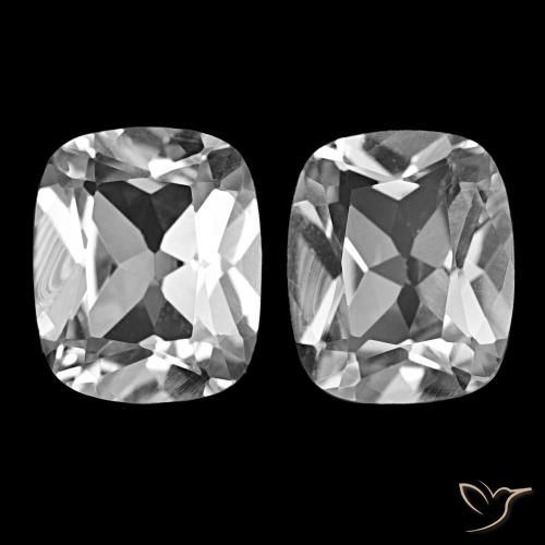 Gemas de Topacio Blanco claro natural de 11.96 ct, Corte Cojín, VVS-VS