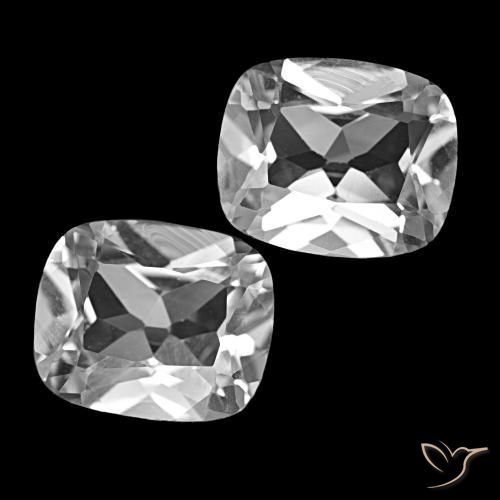Gemas de Topacio Blanco claro natural de 11.96 ct, Corte Cojín, VVS-VS