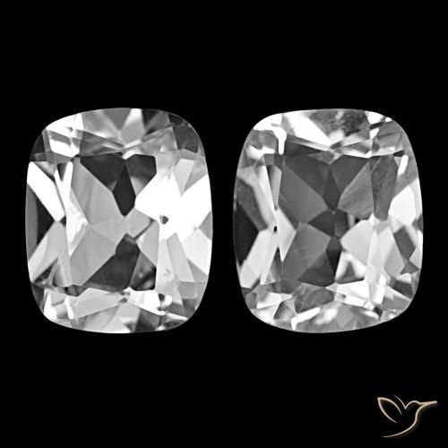 Gemas de Topacio Blanco claro natural de 12.08 ct, Corte Cojín, VVS-VS