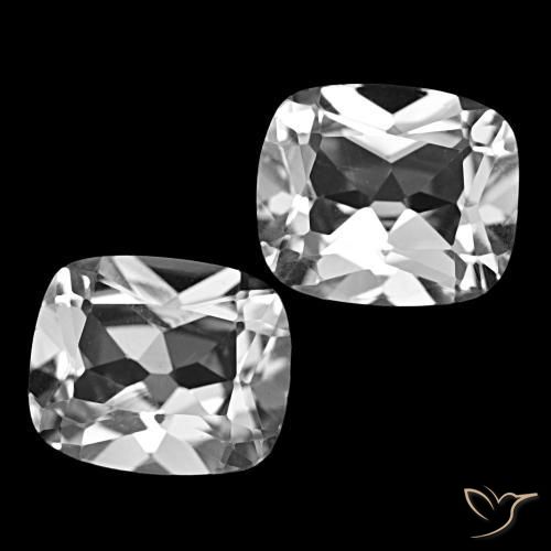 Gemas de Topacio Blanco claro natural de 12.08 ct, Corte Cojín, VVS-VS
