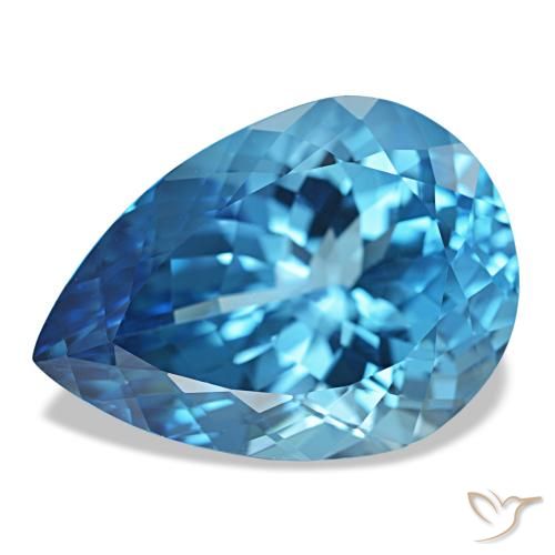 Topacio Azul Suizo natural de 23.70 ct, En forma de pera, VVS-VS
