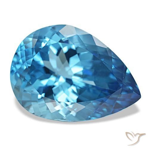 Topacio Azul Suizo natural de 23.70 ct, En forma de pera, VVS-VS