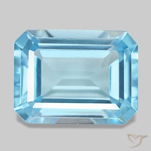 Topacio azul de 14,46 ct, corte esmeralda, VVS