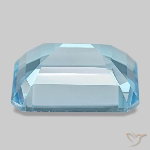 Topacio azul natural de 14,46 ct, corte esmeralda, VVS