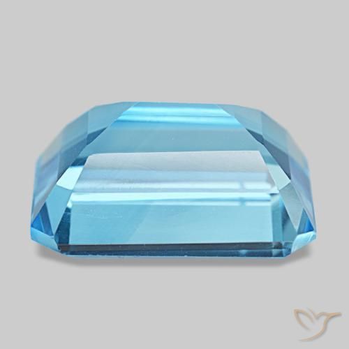Topacio azul natural de 15,71 ct, corte esmeralda, VVS-VS