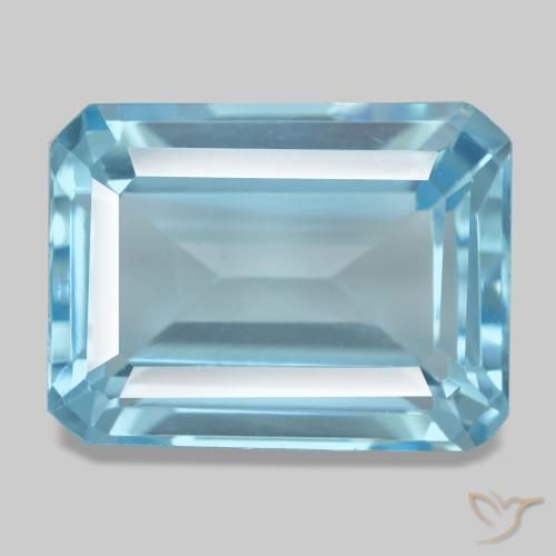 Topacio azul de 16,66 ct, corte esmeralda, VVS-VS