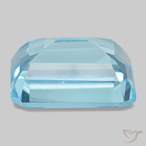 Topacio azul natural de 16,66 ct, corte esmeralda, VVS-VS
