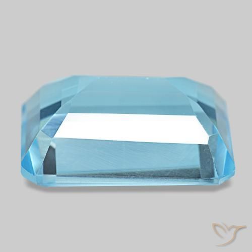 Topacio azul natural de 14,71 ct, corte esmeralda, VS
