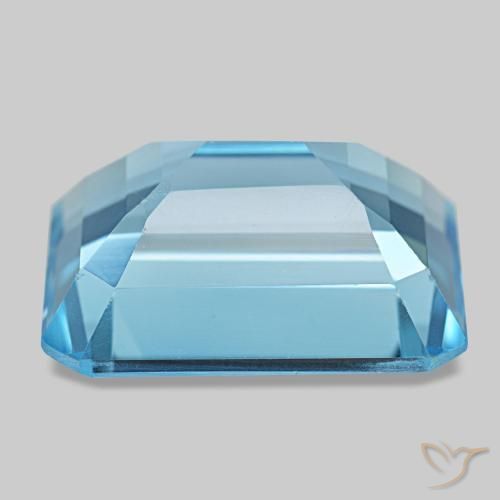 Topacio azul natural de 15,85 ct, corte esmeralda, VS