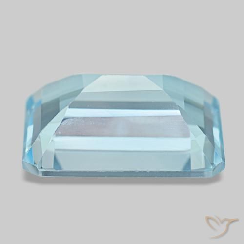 Topacio azul natural de 12,92 ct, corte esmeralda, VS